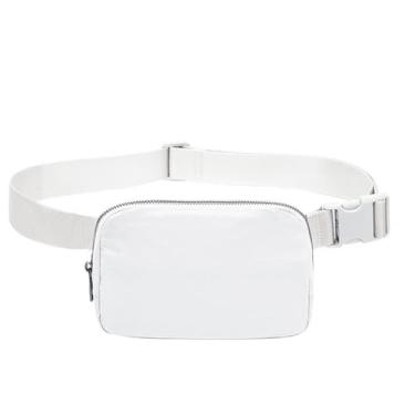 Imagem de Bolsa de cintura moderna pochete feminina e masculina, bolsa transversal com alça ajustável para viagens, corrida, caminhada, caminhada, Branco, Large, Tendência