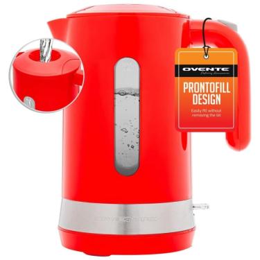 Imagem de Chaleira Elétrica de 1.8L com Desligamento Automático, 1500W, 110v, OVENTE KP413R, Vermelho