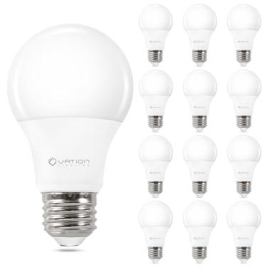 Imagem de VATION LIGHTING Lâmpadas Led A19 3000K Branco Quente, Equivalente A 60 Watts, Eficiência De 8,5 Watts, 800 Lúmens, Base Média E26, Não Dimerizável, Listada Etl/Ul, Pacote Com 12