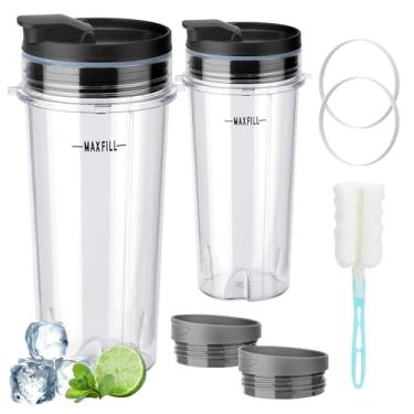 Imagem de Revorit Kit De Copos De Reposição Para Liquidificador Ninja Fit De 16 Oz Com Tampas Para Goles E Canudos E Tampas Para Viagem Qb3001Ss Bl660 Bl770 Bl740 Bl810