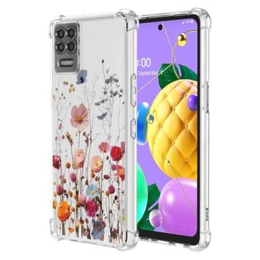 Imagem de RRXSYXL Capa para LG K52, LG K62, LG Q52, LG K62 Plus com estampa floral transparente, capa macia à prova de choque para LG K52, LG K62, LG Q52, LG K62 Plus, linda flor