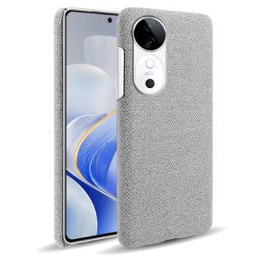 Imagem de Capa para vivo S19 5G,Capa desenhada em lona,Case Protetora Ultrafina com Empunhadura Macia,Design em Tecido Antichoque e Antiarranhões-Light gray