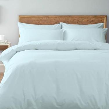 Imagem de Pizuna Capa de edredom queen 3 pecas algodao Bebe Azul, 400 fios de algodão 100% sateen de fibra longa capa de edredão com fecho de botão oculto