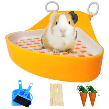 Imagem de Hamiledyi Canto de treinador de penico de porquinho-da-índia, caixa de areia de plástico de triângulo de animais pequenos, caixa de areia para cama bandeja de xixi vaso sanitário para hamster gerbil