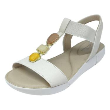 Imagem de Sandália Feminina Anabela Baixa Pedrarias Conforto Modare