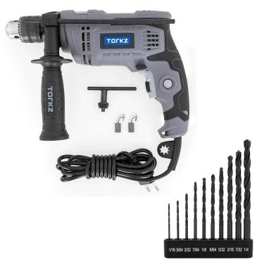 Imagem de Furadeira de Impacto Profissional TRE0009 Torkz e Kit de Brocas 10 Peças