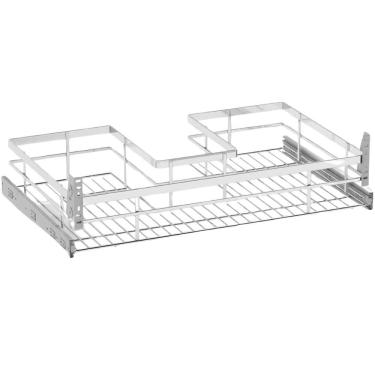 Imagem de Gaveta Piatina 77cm Aramada Deslizante com Sifão Pia Aço Pintado Branco Panelas Travessas Piva