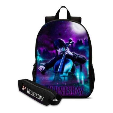 Imagem de Infantil Feminina Mochila Escolar Gótica com Estojo Estilo Wandi Estam