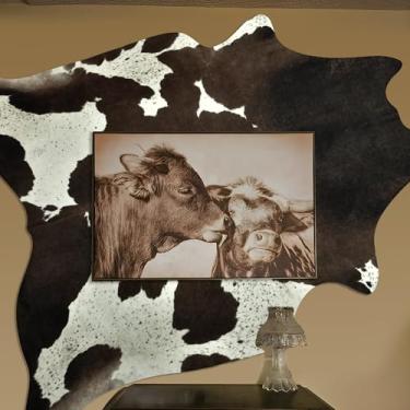 Imagem de Easycozy Tapete de couro sintético com estampa de vaca: 8 x 10 cm, couro bovino sintético, estampa de vaca espessa para quarto, sala de estar, decoração de escritório em casa