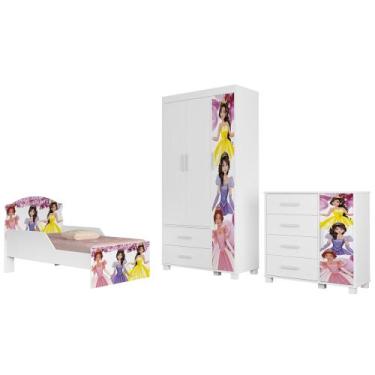 Imagem de Quarto Infantil 3 Peças Com Mini Cama Princesa Rosa Z53 - Mpozenato, P
