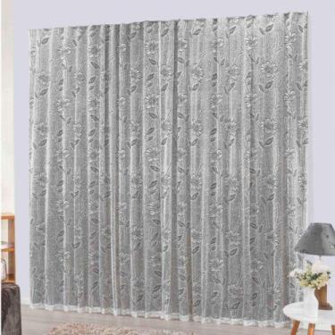 Imagem de Cortina Charme Em Renda Com Voal 4,00 X 2,50 Varão - Tabaco - Top Chic