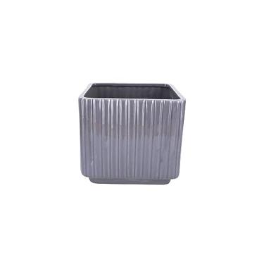 Imagem de Tuut Linha Dolamita Vaso Canelado Quadrado Neutro 17cm