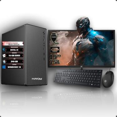 Imagem de Computador Completo com Intel Core i5, 16GB, SSD 240GB, Windows 10, Monitor 19" 75Hz