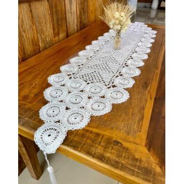 Imagem de Caminho De Mesa 1,50mx38cm M Comum Liso Crochê Artesanal - Maria Croch