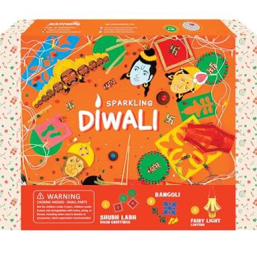 Imagem de Kit de artesanato temático Diwali da Indian Festival para crianças e adultos | 3 atividades em 1 | Ótimo presente para meninos e meninas de 5 anos e mais | Faça suas próprias saudações de porta do Shubh Labh, lanterna Diwali e Rangoli