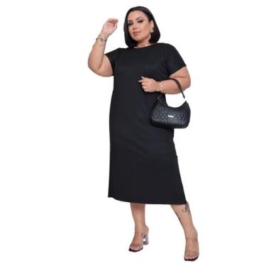Imagem de Vestido Plus Size Basico Elegante Confortavel Liso Feminino 2730 - Sho