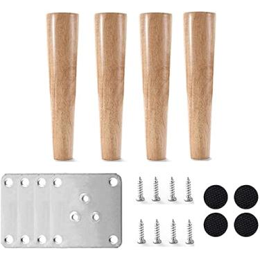 Imagem de Pacote com 4 pés de móveis de madeira pernas de mesa afuniladas pés de suporte de madeira de borracha para camas, cômodas, armários, pernas de sofá de segurança natural (cor: Tamanho reto: 40 cm/15,7