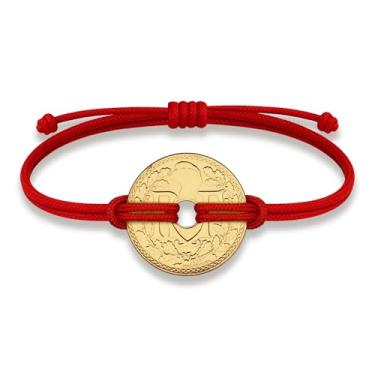 Imagem de HOBBY OF KINGS Pulseira Good Luck Coin | Pulseira banhada a ouro 18k | Joias feitas à mão para colecionadores e amantes de história, 10.2, Ouro amarelo, Sem Pedra Preciosa