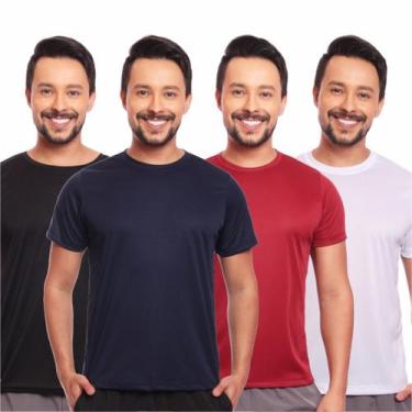 Imagem de Kit 4 Camisas Masculina Manga Curta Dry Fit Proteção Uv - Brás e Cia, 