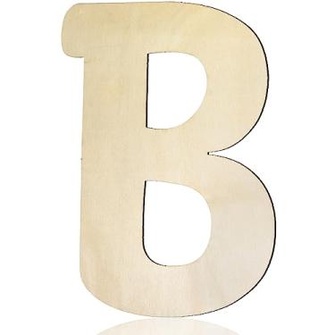 Imagem de She Love Letras De Madeira 8" Letra B 1/5" Espessura Recortes Alfabeto Inacabado Para Decoração Parede Artesanato Pintura Faça Você Mesmo Festa Aniversário Berçário Feriado Grandes Decorações Casa