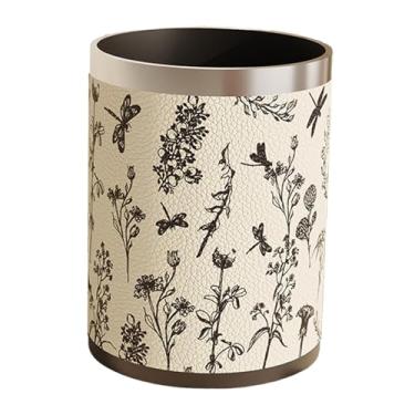 Imagem de Ioensy Lixeira de couro PU, acessório para lata de lixo de grande capacidade, lixeira de luxo para cozinha, para banheiro, escritório e casa, Style E