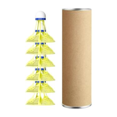 Imagem de oshhni Petecas de badminton resistentes ao vento 2,5x2,5 polegadas portáteis para praias acessórios de cabeça de espuma leves, Amarelo 6 Peças