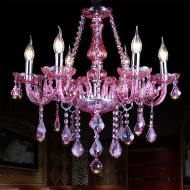 Imagem de Vela De Cristal Europeia Lâmpada Pendente Sala De Estar De Luxo Restaurante Quarto Quarto Da Menina Villa Hotel Loja De Roupas Salão De Beleza Café Bar Ktv Lustre, I a 6 Lights