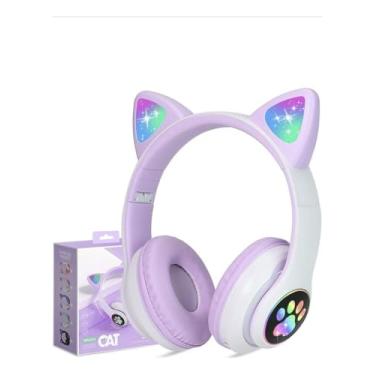 Imagem de Fone Bluetooth Infantil Gatinho LED | Confortável, Sem Fio, Criança Feliz e Segura