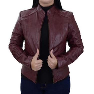 Imagem de Jaqueta Feminina Jack Casual Couro Bordô - 01365-Feminino