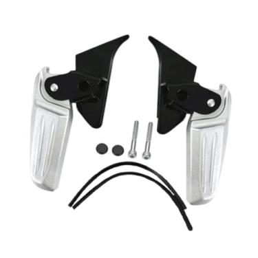 Imagem de UGPLM Apoios para os pés de motocicleta dobráveis, antiderrapantes e fáceis de instalar, apoios para os pés resistentes, suportes para pedais para peças de, Prata