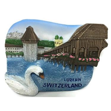 Imagem de WitnyStore Tiny Kapellbrücke Chapel Bridge Lucerna Suíça Suíça Suíça Europa Central Atrações Turísticas Resina Imã de Geladeira Viajante Lembranças Presentes Memento 3D Imãs de Geladeira