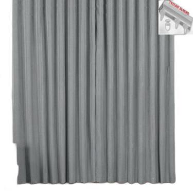 Imagem de Cortina Pryme 3 Metros Sala Em Oxford Trilho Suisso Cinza - Top Chick