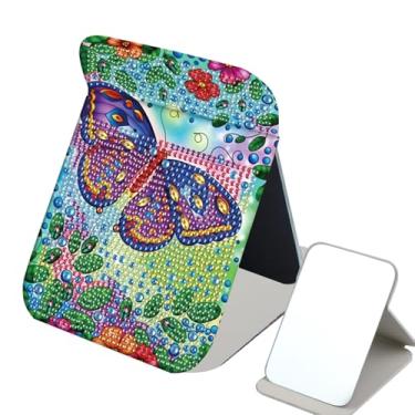 Imagem de TDFERAN Pintura de diamante espelho de viagem dobrável pintura de diamante fotos espelho de mesa pintura por números espelho dobrável espelho de maquiagem espelho de mão espelho compacto espelho