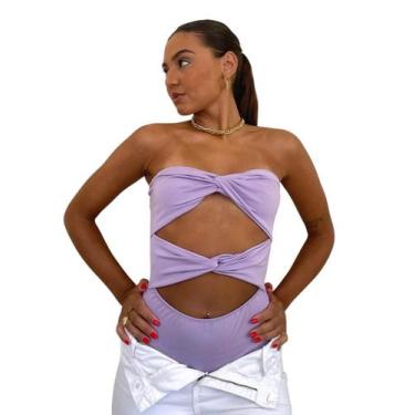 Imagem de Bory Body Feminino Nó Transpassado sem alça - W&L Closet, Lilás, M