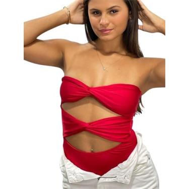 Imagem de Bory Body Feminino Nó Transpassado sem alça - W&L Closet, Vermelho, P