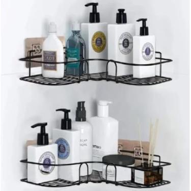 Imagem de Kit 4 Prateleira de Canto para Banheiro Box com Adesivo sem Furar a Parede - Nicho Suporte Organizador Porta Shampoo Sabonete
