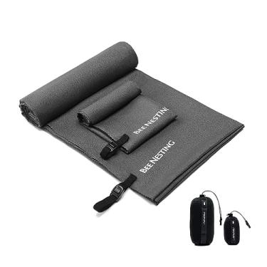 Imagem de Bee Nesting Toalha De Secagem Rápida Ultraleve Nesting, Extra Grande E Pequena, Pacote Com 2 Toalhas Microfibra Bolso Compacto Para Mochila Leve, Viagens, Praia, Academia, Acampamento Natação (Conju
