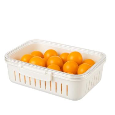 Imagem de Kit Potes Organizadores Geladeira Com Divisórias Removíveis Empilháveis | Plástico Transparente Multiuso (1 pote sem divisória)