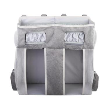 Imagem de Ioensy Organizador de fraldas suspenso, organização de berçário, vários compartimentos com dispensador de papel, brinquedos, meninos e meninas, bolsa de, Cinza