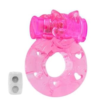 Imagem de Anel Peniano Vibrador Bichinho Brinquedo Sexual Anel Erótico Vibratório Elástico com Relevo [ROSA] 1019