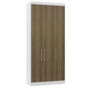 Imagem de Guarda-roupa Modulado 101,5cm 3 Portas Alpes Luciane, Branco/Avelã