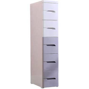 Imagem de Armário De Armazenamento De Gaveta De 20 Cm De Largura Banheiro De Cabeceira Armário De Armazenamento De Lacuna Estreita Prateleira De Cozinha, White-gray, 7 layers