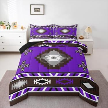 Imagem de Erosebridal Conjunto de edredom sudoeste, tamanho casal, rústico, tribal, asteca, para meninos e homens, exótico, boêmio, geométrico, vintage, étnico, mexicano, colcha para decoração de quarto