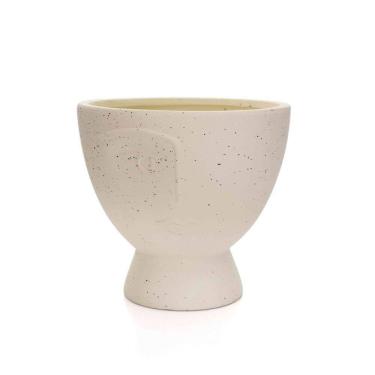 Imagem de Cachepot Decorativo Rosto Em Cerâmica Areia 17x18 Cm - D`rossi