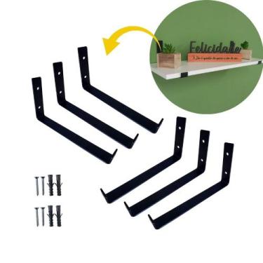 Imagem de Suporte Mão Francesa Invertido para Prateleiras 20cm Cantoneira L Pret