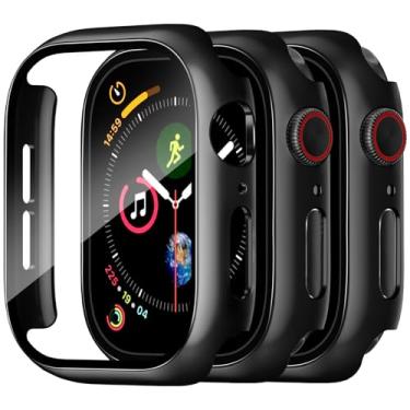 Imagem de Charlam Capa protetora de tela compatível com Apple Watch 45 mm Series 9 8 7 iWatch Case, pacote com 3 capas protetoras ultrafinas de policarbonato rígido resistente a arranhões HD, capa protetora