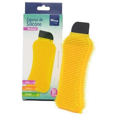 Imagem de Esponja de Silicone Multiuso Com Raspador + Reservatorio de Detergente