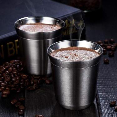 Imagem de Xicara Café Térmica Inox Par Copo Tipo Pixie Nespresso Parede Dupla 2 