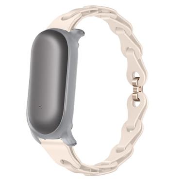 Imagem de Lamshaw Compatível com pulseiras Plaud NotePin, tiras de substituição de silicone elástico vazadas compatíveis com gravador de voz Plaud NotePin (bege)