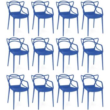 Imagem de Kit 12 Cadeiras de Jantar Allegra Prática Empilhável - Azul Petróleo